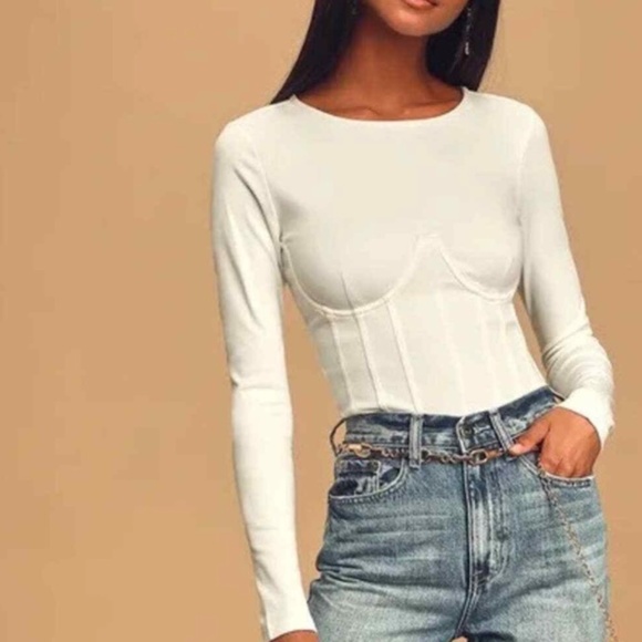 Lulus Tops - NWT Lulu's ‘Dressed to Skill’ Long Sleeve Underwire Bustier Bodysuit – Small